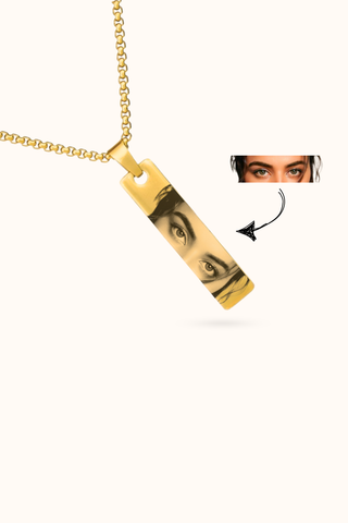 Photo Necklace with Engraved Half Face