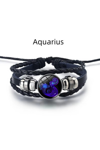 Personalized gifts - Taurus Zodiac Cosmic Leather Bracelet