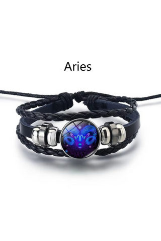 Personalized gifts - Gemini Zodiac Cosmic Leather Bracelet
