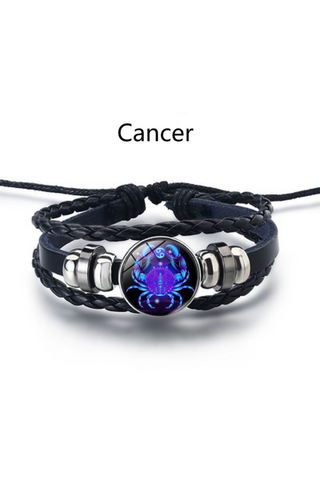 Personalized gifts - Cancer Zodiac Cosmic Leather Bracelet