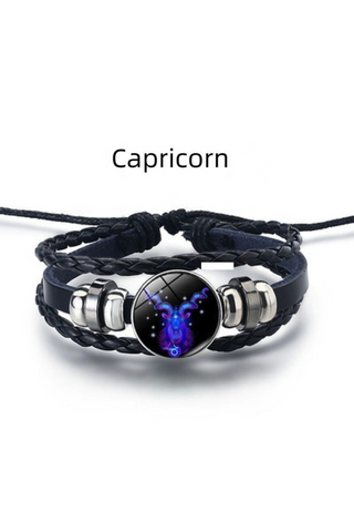Personalized gifts - Leo Zodiac Cosmic Leather Bracelet