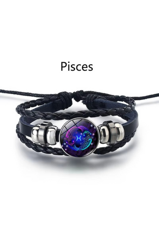 Personalized gifts - Sagittarius Zodiac Cosmic Leather Bracelet