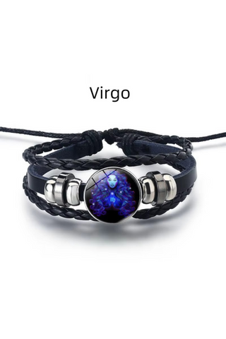 Personalized gifts - Pisces Zodiac Cosmic Leather Bracelet